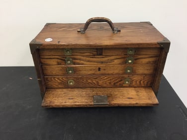Antique Oak Machinists Chest