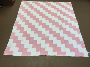 Pink and White Zig-Zag Quilt