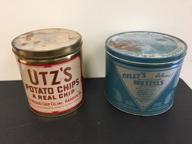 (2) Potato Chip Cans