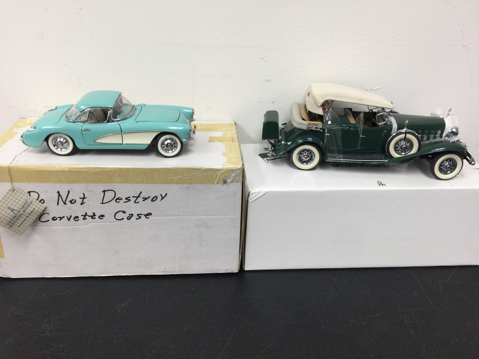 2 Diecast Cars: 1932 Cadillac & 1956 Corvette.