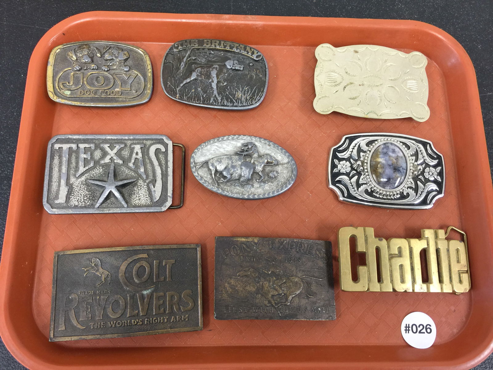 Vintage Belt Buckles: Largest 4" W. One nickel silver.