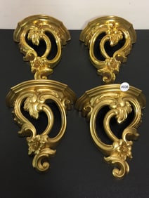 (2) Pairs Syroco Gilt Wall Shelves