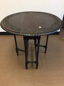 Carved Oak Drop Leaf Table