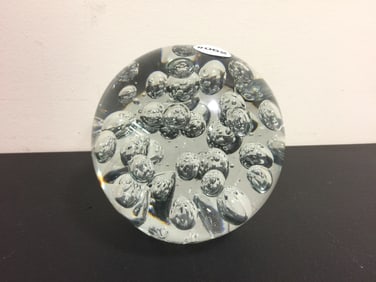 MCM Clear Glass Bubble Paperweight