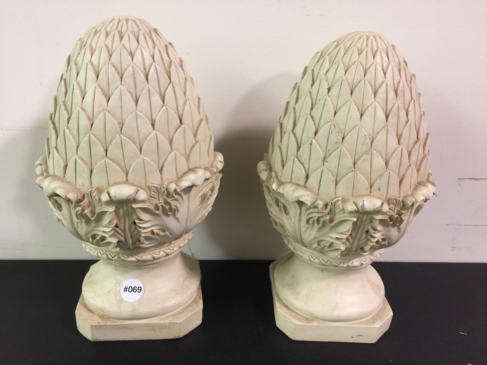 Pair of Plaster Artichokes: 14" H