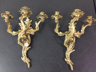 Pair of Bronze Wall Sconces