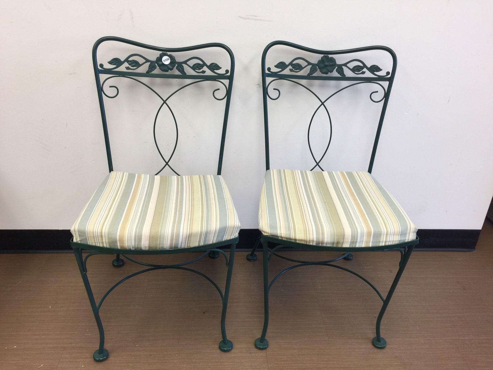 Pair of Wrought Iron Chairs: 17" x 18" x 33".