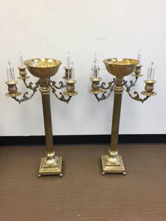 Pair of Brass Candelabras: 32" x 15".