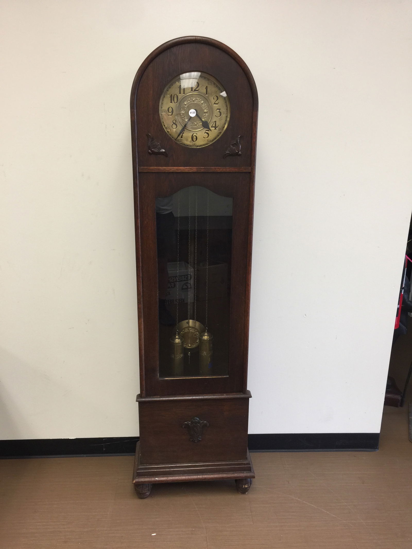 Carved Oak Mission Grandfathers Clock (1 of 5)