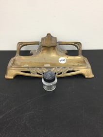 Antique Brass Inkwell