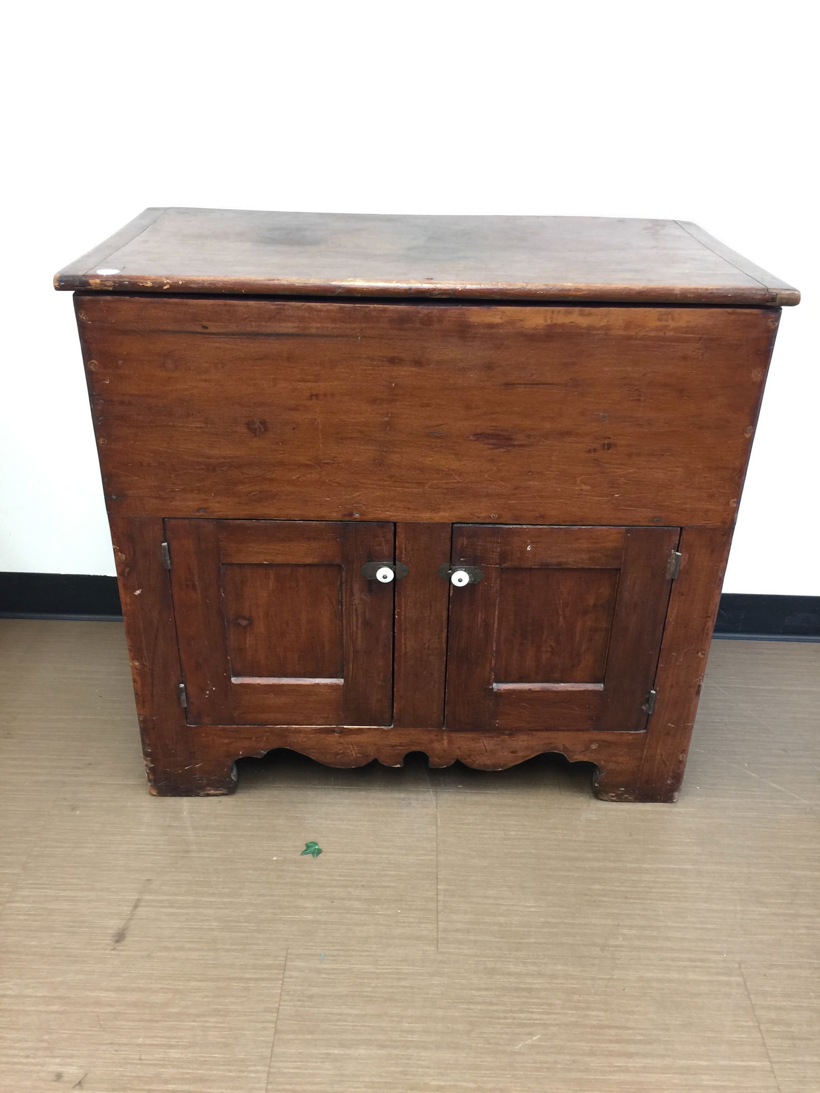 Antique Lift Lid Chest: softwood with lift lid, 35" x 19" x 32"