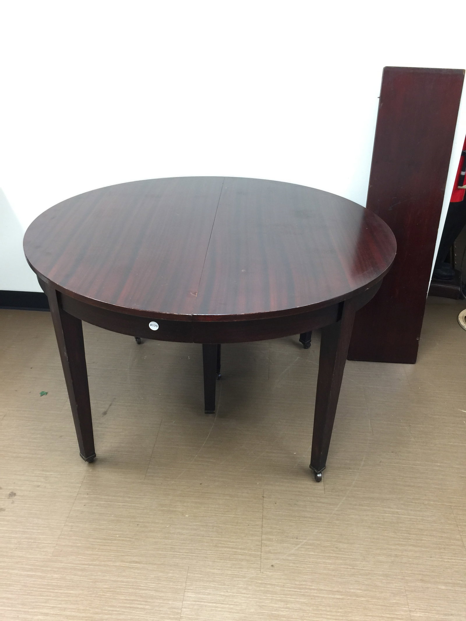Mahogany Dining Table: includes 2 boards, 48" round x 30"