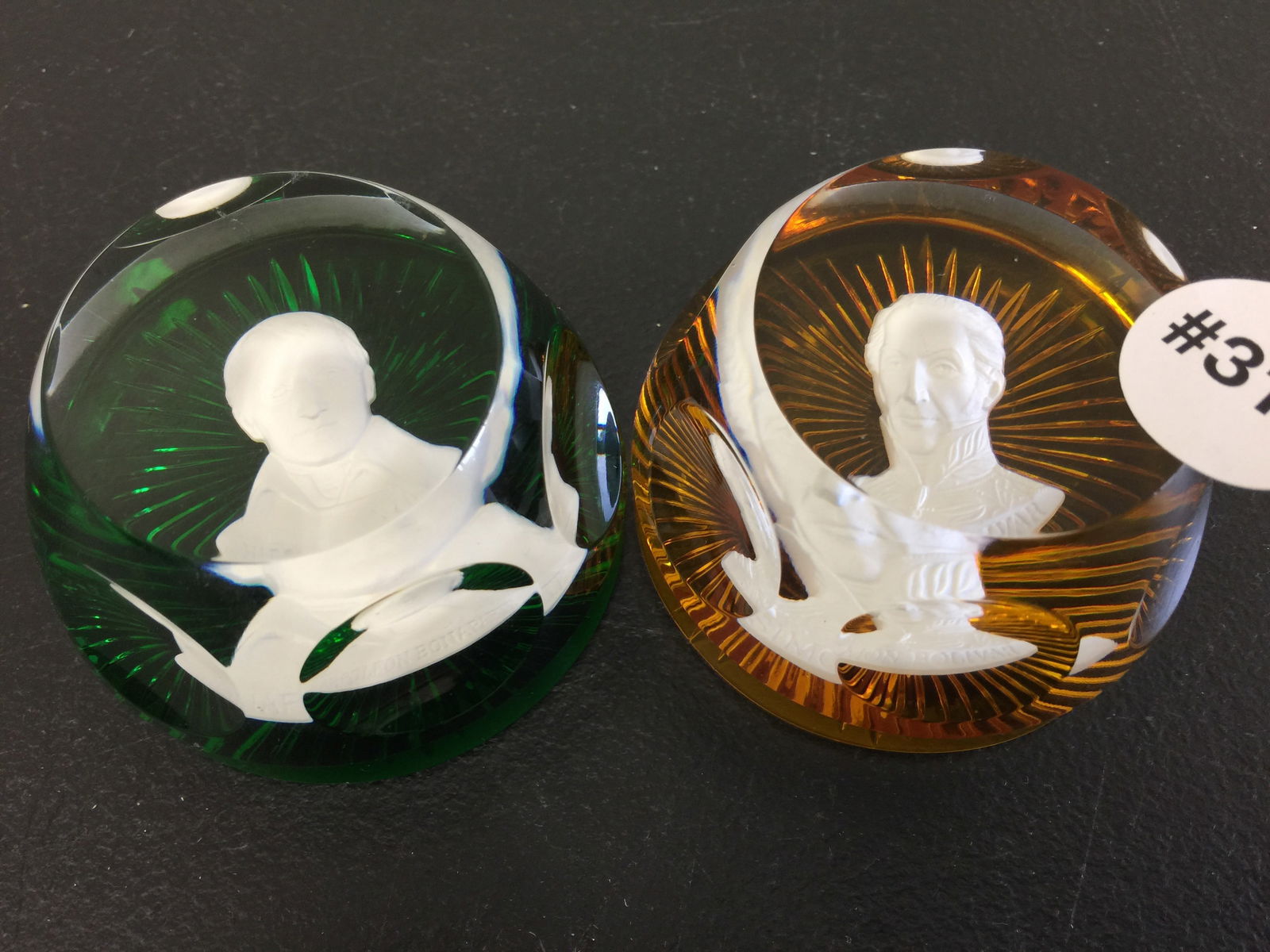2 Baccarat Paperweights: Includes Simon Bolivar & Napoleon Bonaparte.