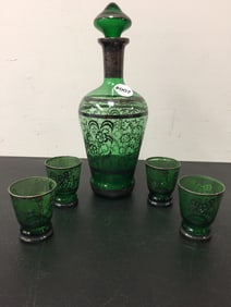 Silver Overlay Cordial Set
