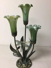 Art Glass Dragonfly Lily Lamp