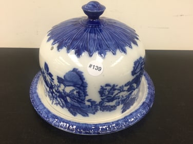 Flow Blue Ironstone Covered Dish
