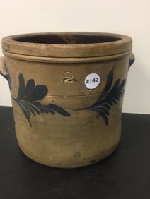 Stoneware Crock w/Blue