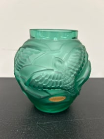 Bohemian Teal Satin Sculptured Bird Vase
