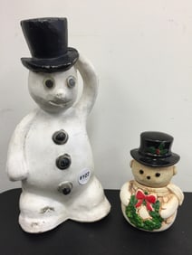(2) Paper Mache Snowmen