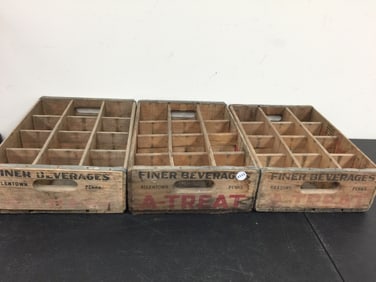 (3) Wooden Beverage Crates