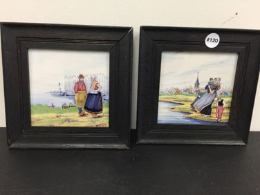 2 Signed Paintings on Tile