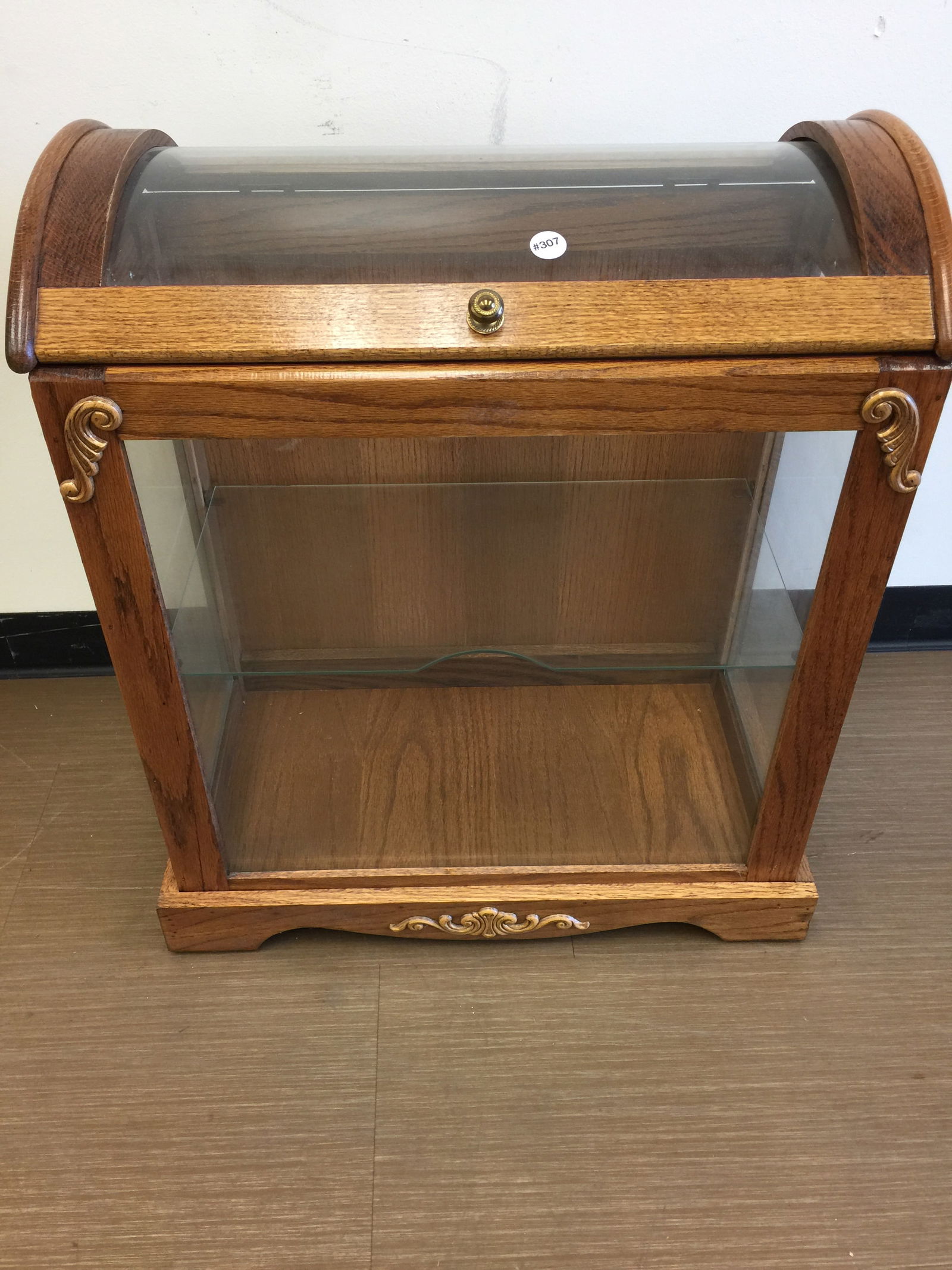 Oak Display Case: 25"x15"x30".