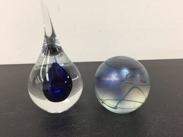 2 Artist Signed Paperweights
