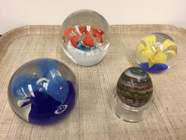 4 Art Glass Paperweights
