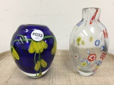2 Murano Art Glass Vases