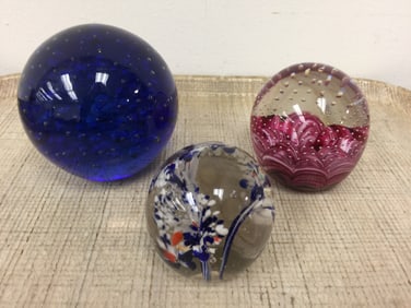 3 Art Glass Paperweights