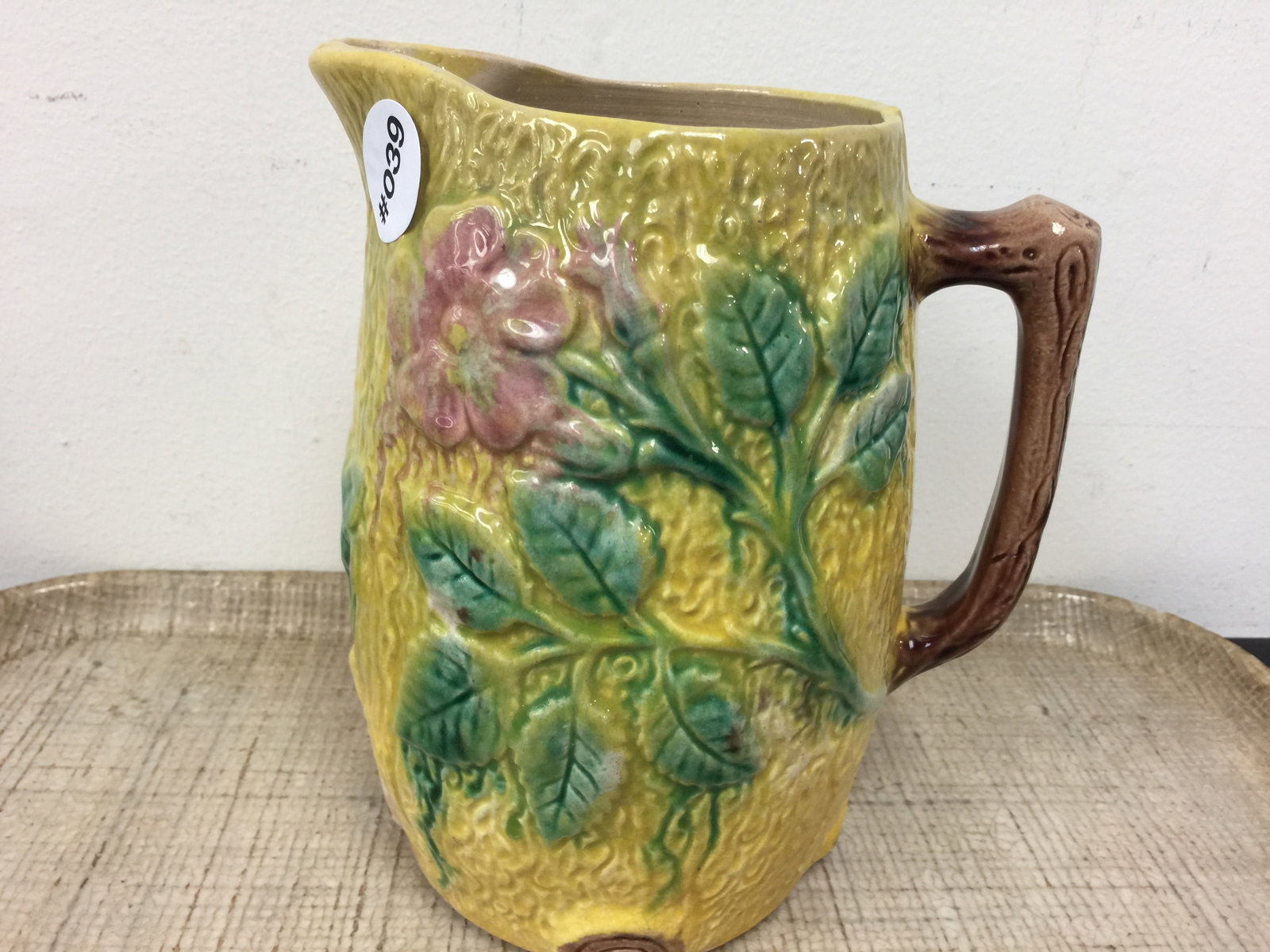 Majolica Pitcher: 7.5" H