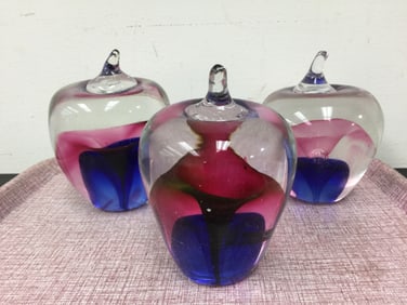 3 Art Glass Paperweights