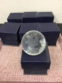 7 Crystal Globe Paperweights