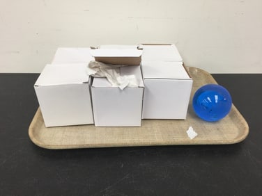 7 Cobalt Globe Paperweights