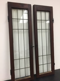 Pair of Antique Leaded Glass Doors