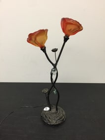 Bronze Art Glass Flower Lamp