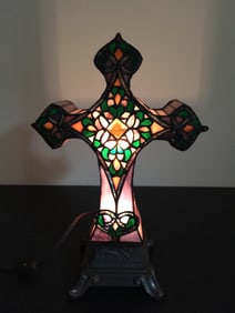 Stained Glass Cross Lamp