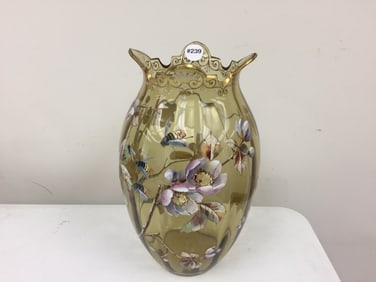 Art Nouveau Enamel Glass Vase