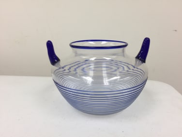 Cobalt Threaded Glass Vase