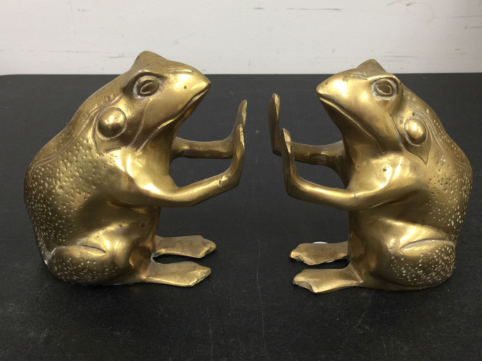 Pair of Brass Frog Bookends (1 of 5)