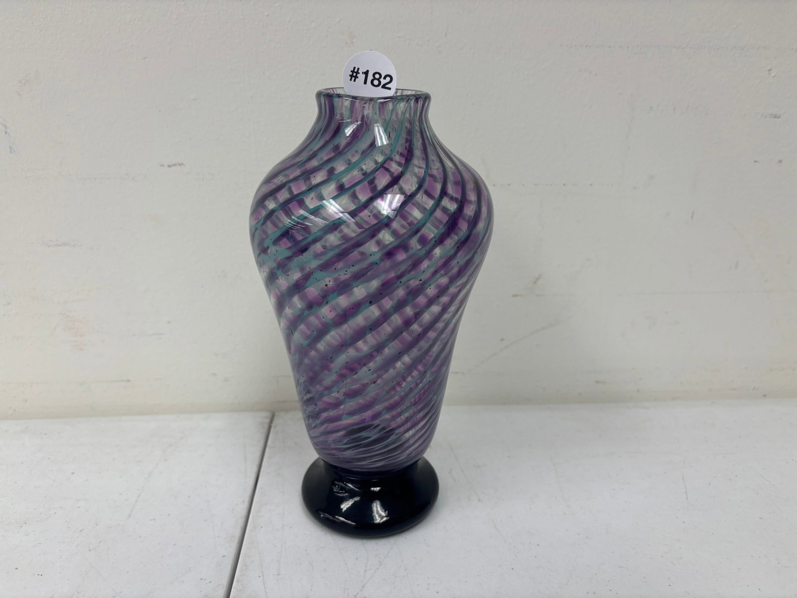 R.J. Boness Art Glass Vase: engraved on base, blown, 8.5"H.