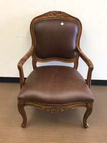 Carved Leather Arm Chair
