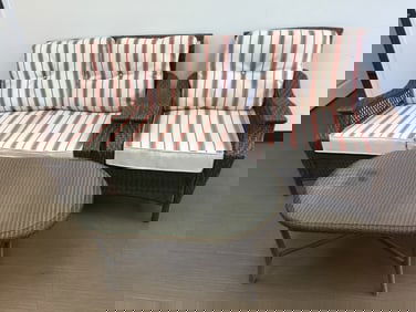 (3) Lloyd Loom Wicker Patio Set