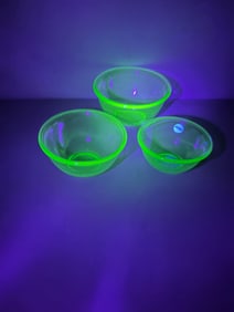 Nest of Three Uranium Glass Bowls