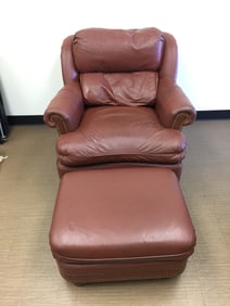 Hancock & Moore Leather Chair & Ottoman