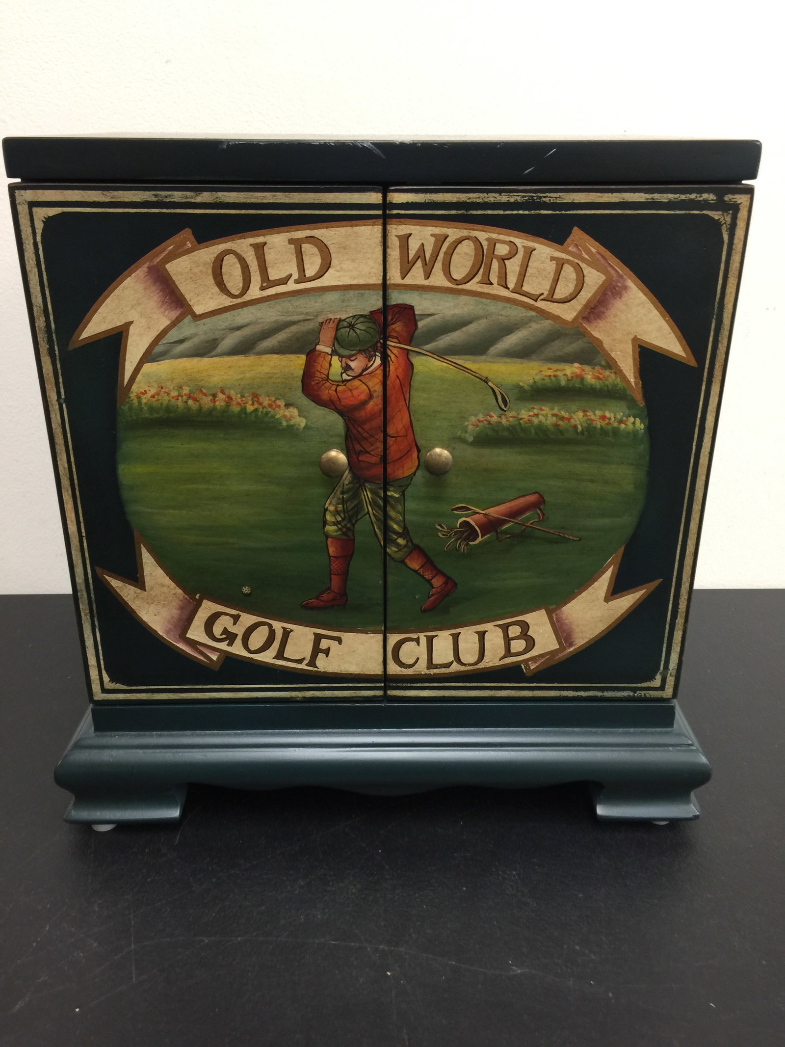 Golfer Decorated Cabinet: 13" x 13".