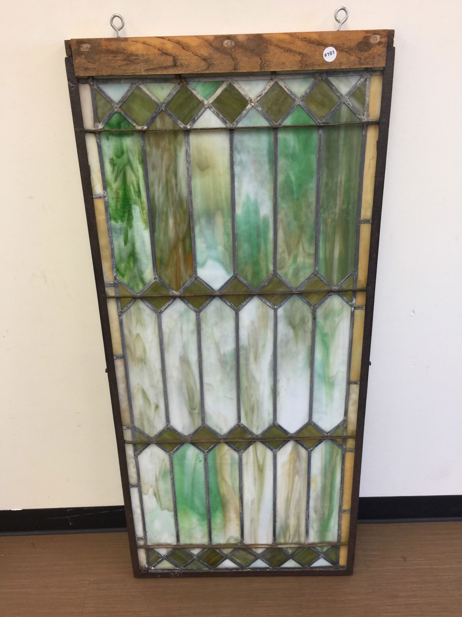 Antique Stained Glass Window: 25" x 56".