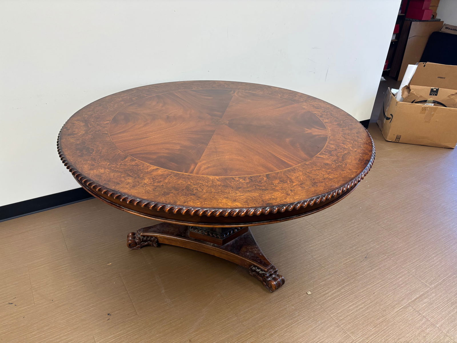 Highly Carved Mahogany Round Table (1 of 5)