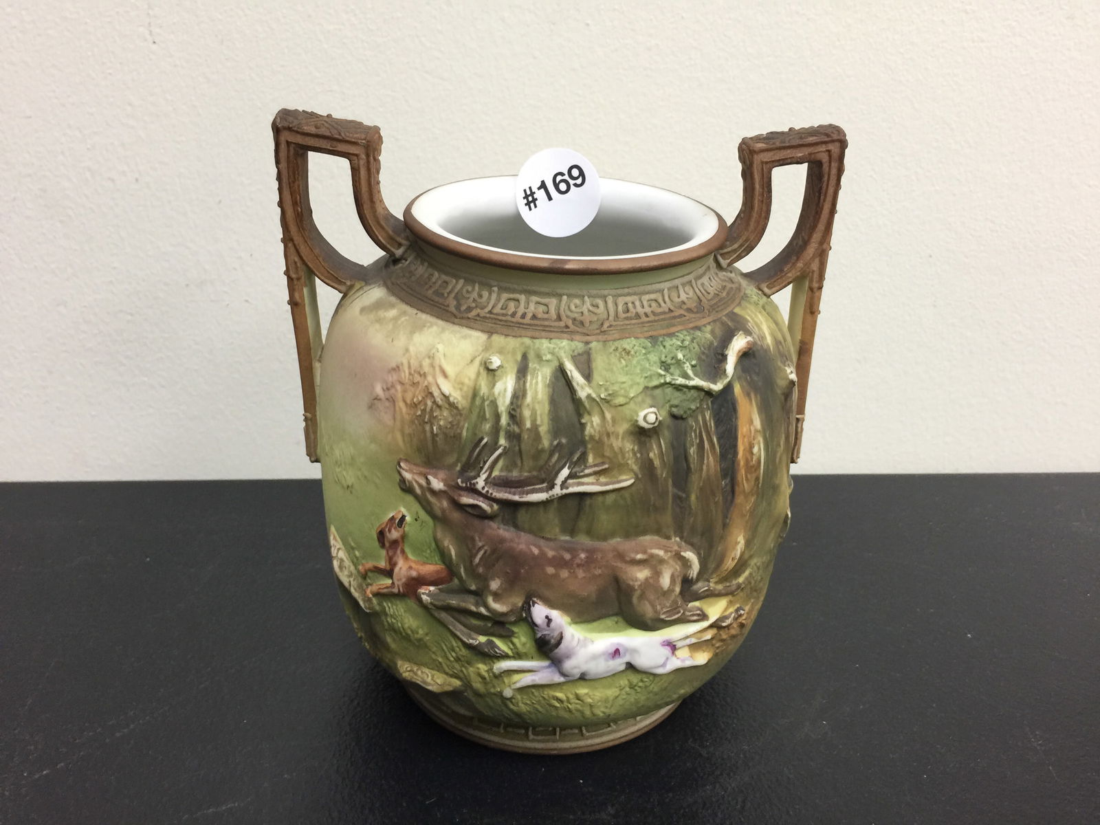 Nippon Blown Out Moriage Hunt Scene Vase (1 of 5)