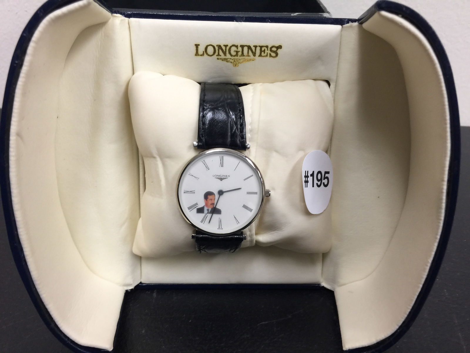 Longines Swiss Saddam Mens Wrist Watch: Leather band, Swiss made, 9" L.